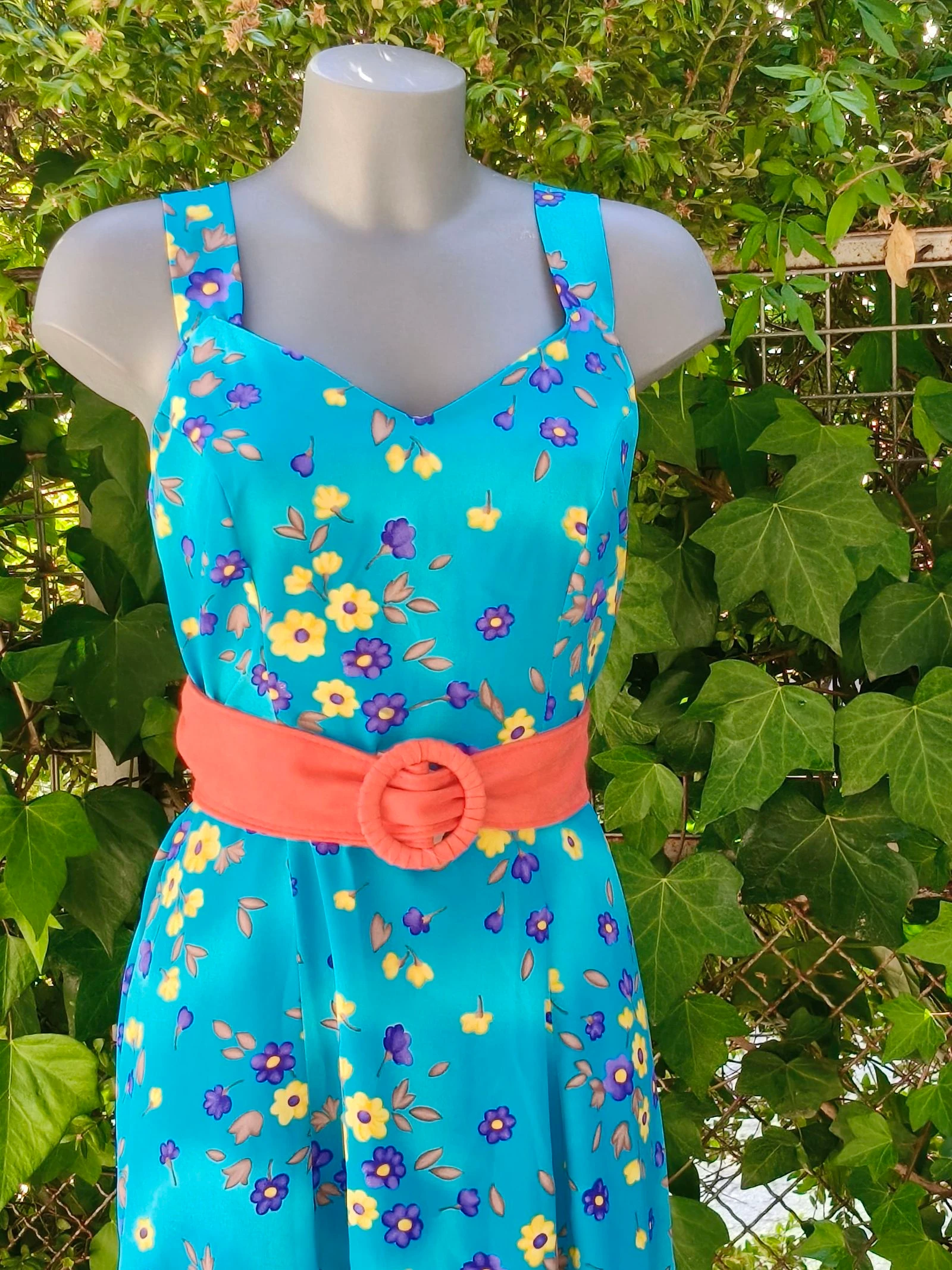 Robe fleurie vintage bleue – photo 4